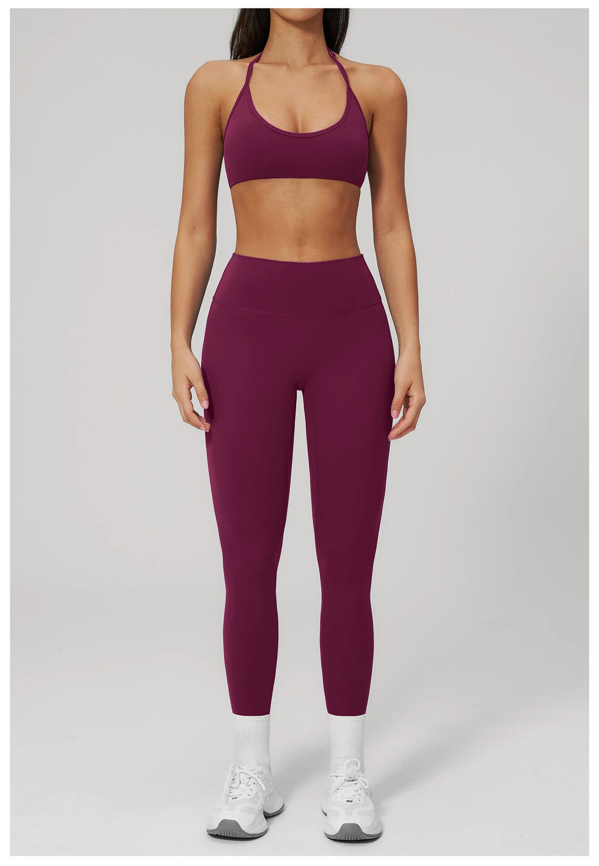 Conjunto de Yoga 2 Peças Feminino: Roupa Esportiva para Pilates, Fitness e Treino de Academia - Top Esportivo e Leggings