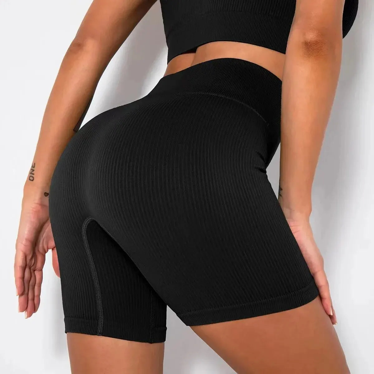 Calções esportivos de malha sem costura casual cintura alta push up ciclismo shorts fitness correndo apertado hip levantamento yoga shorts roupas esportivas