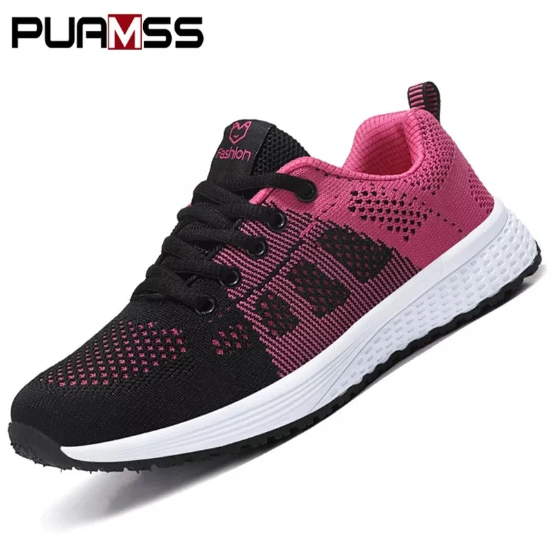 Mulheres sapatos esportivos moda plataforma tênis senhoras primavera verão apartamentos tênis de corrida para mulher sapatos casuais malha jogging tênis