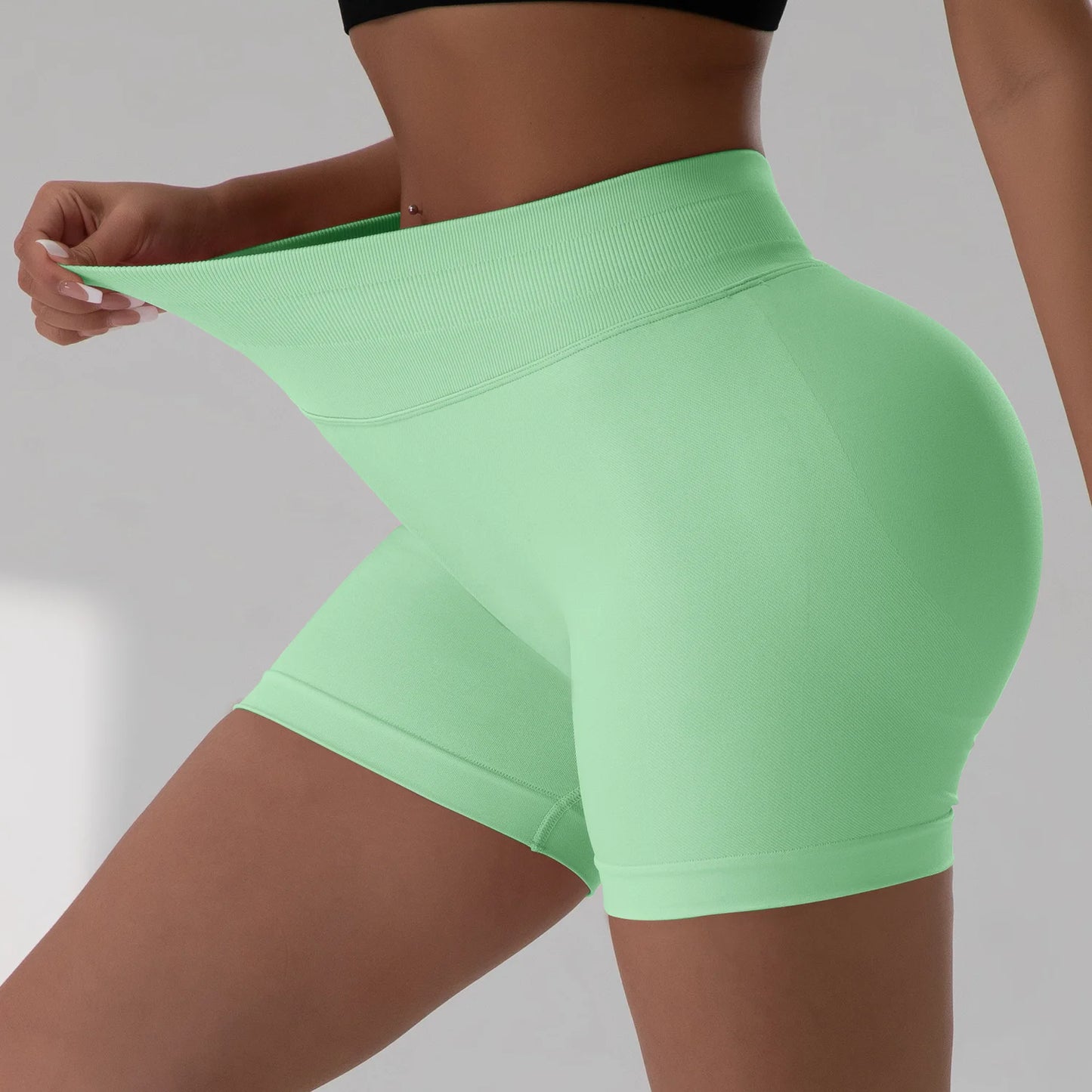 Shorts de Academia Feminino Verão Sem Costura Sexy para Fitness e Esportes, Cintura Baixa para Academia