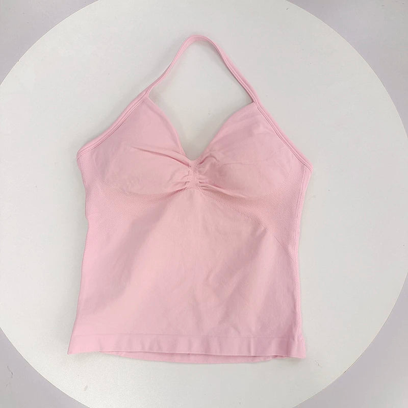 Sutiã Esportivo Sexy Feminino - Design Costas Abertas, Tecido Respirável e Elástico para Yoga - Roupa Ativa Elegante
