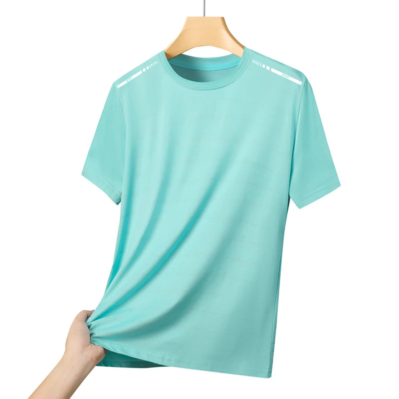 Camiseta de Verão em Malha para Mulheres, Camiseta de Corrida ao Ar Livre com Faixa Refletiva, Manga Curta Respirável, Camiseta Esportiva Elástica para Fitness