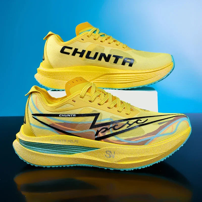 Tênis de Corrida com Placa de Carbono para Maratona, Especializado em Esportes, Respirável, Leve, Confortável para Mulheres, Sneakers Chunta