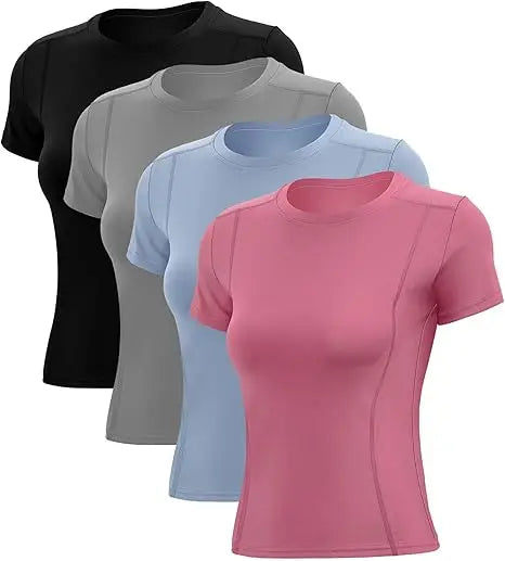 Tops femininos treino camisas de manga curta yoga atlético