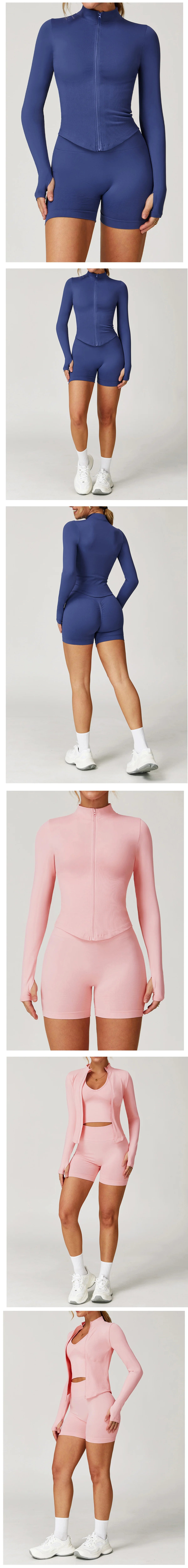 Conjunto de ginástica sem costura roupas de treino 2/3 pçs conjunto de yoga feminino leggings de fitness sutiã esportivo atlético manga longa terno de yoga