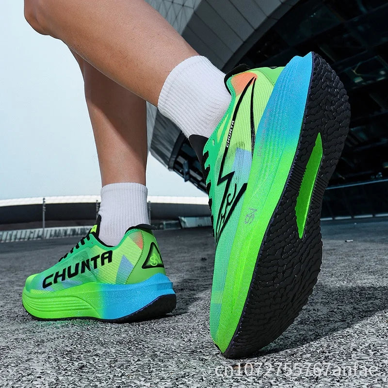 Tênis de Corrida com Placa de Carbono para Maratona, Especializado em Esportes, Respirável, Leve, Confortável para Mulheres, Sneakers Chunta