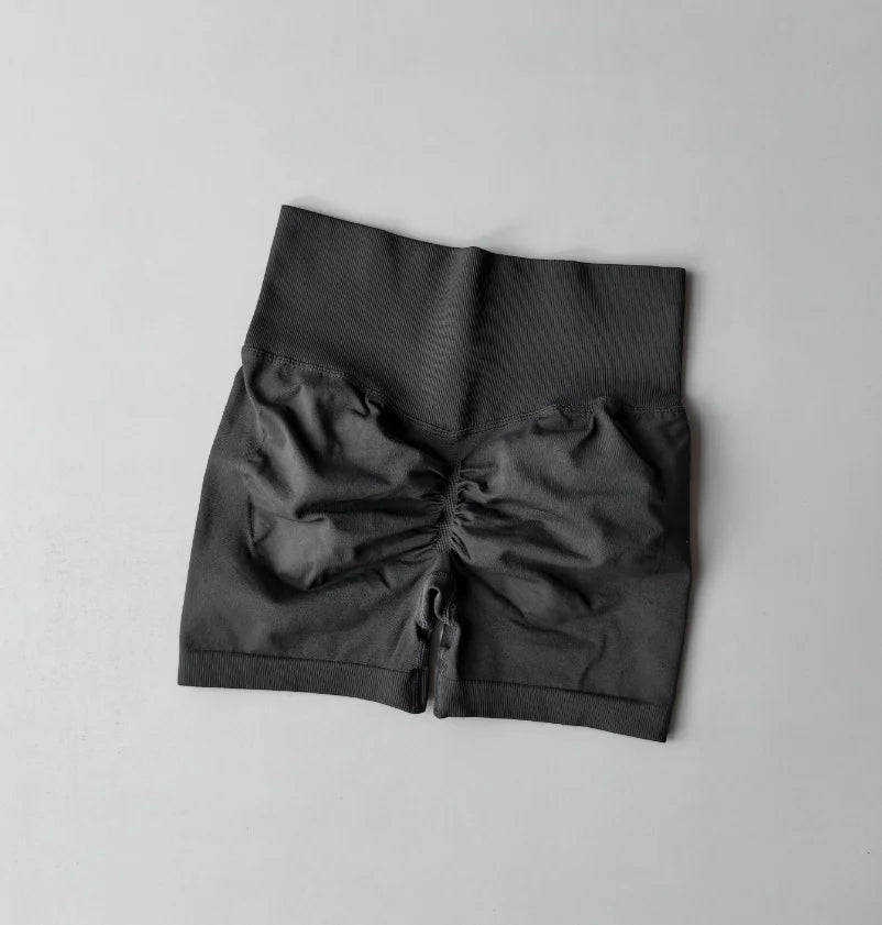 Pêssego hip levantamento esportes shorts feminino cintura alta e aperto de cintura emagrecimento correndo hip velocidade secagem três pontos calças apertadas