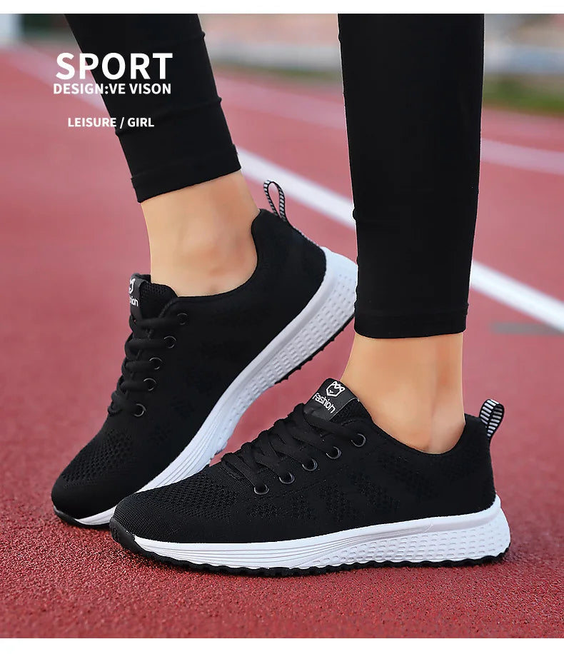 Mulheres sapatos esportivos moda plataforma tênis senhoras primavera verão apartamentos tênis de corrida para mulher sapatos casuais malha jogging tênis