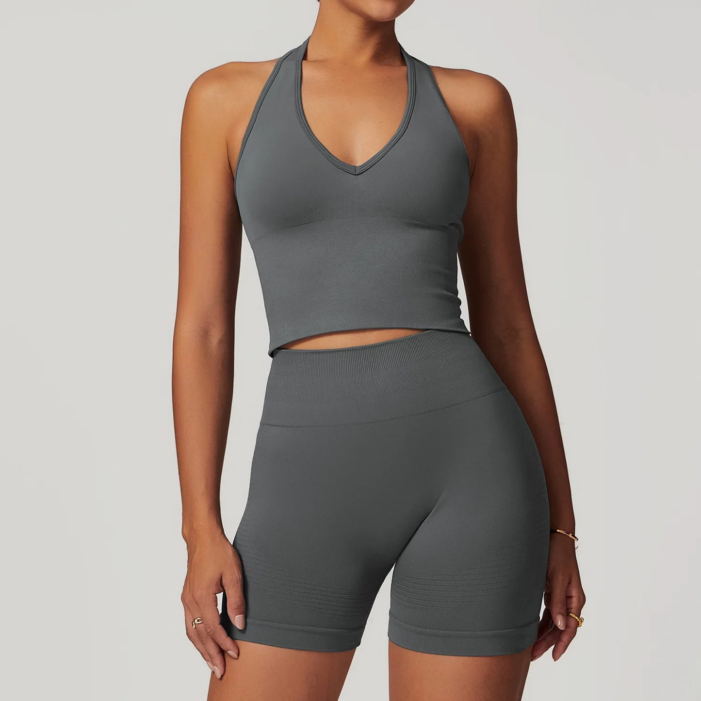 Conjunto de ginástica sem costura roupas de treino 2/3 pçs conjunto de yoga feminino leggings de fitness sutiã esportivo atlético manga longa terno de yoga
