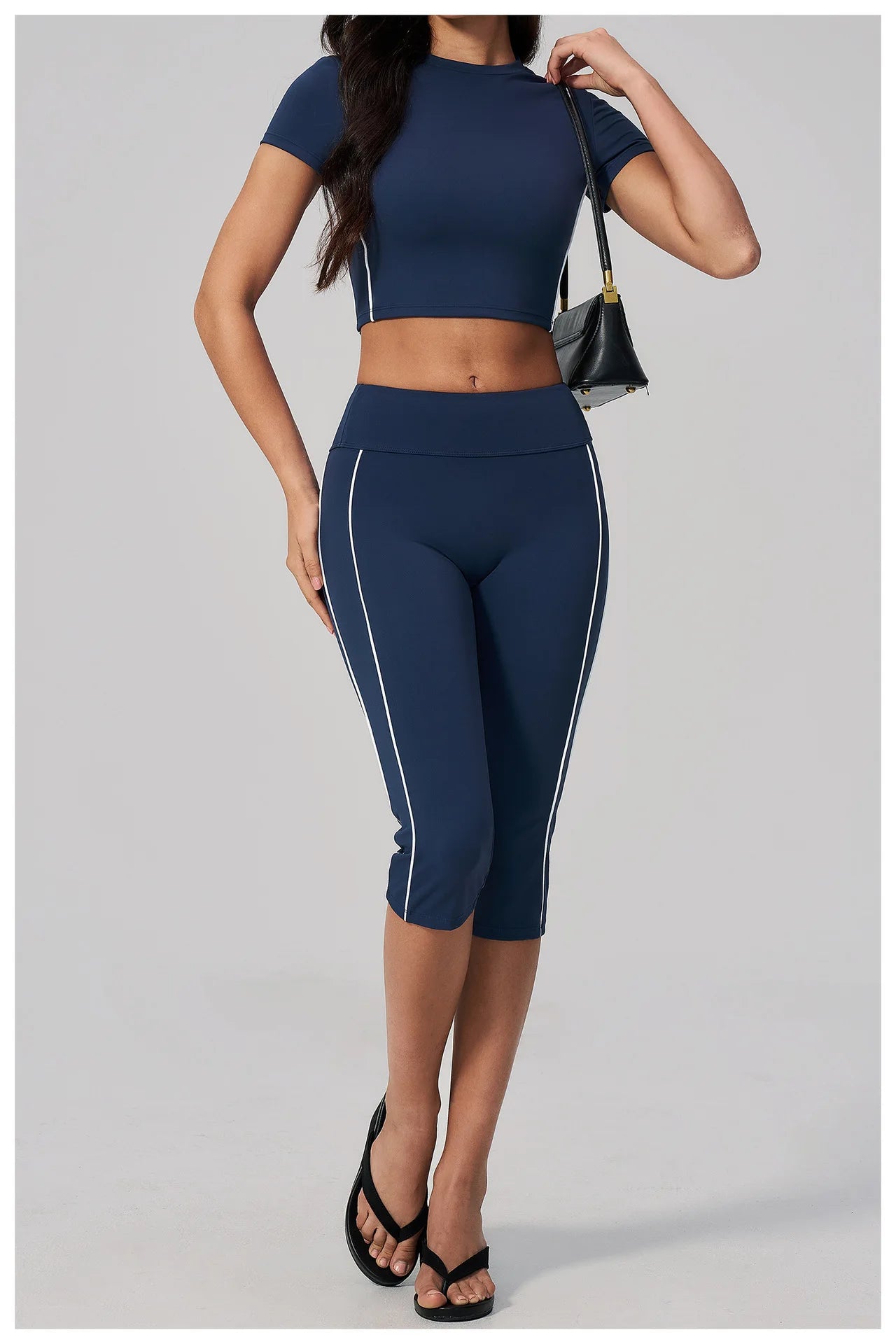 Conjunto de Roupas de Yoga Feminino 2 Peças, Roupa Esportiva para Corrida e Treino, Conjunto de Ginástica com Camiseta de Mangas Curtas, Vestuário Esportivo para Yoga