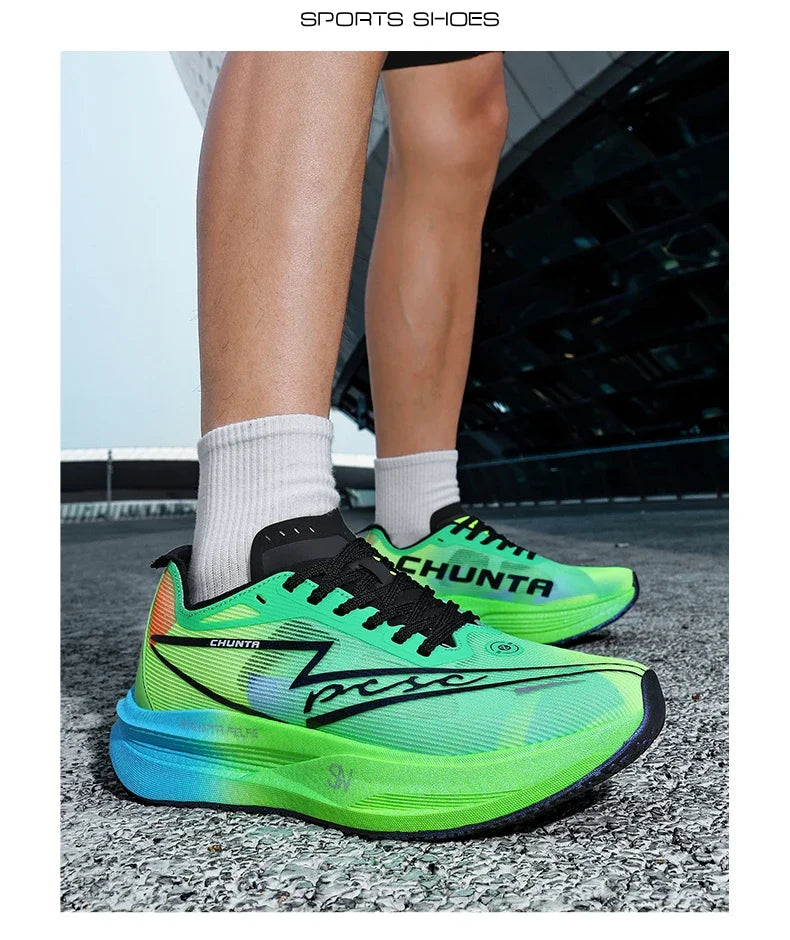Tênis de Corrida com Placa de Carbono para Maratona, Especializado em Esportes, Respirável, Leve, Confortável para Mulheres, Sneakers Chunta