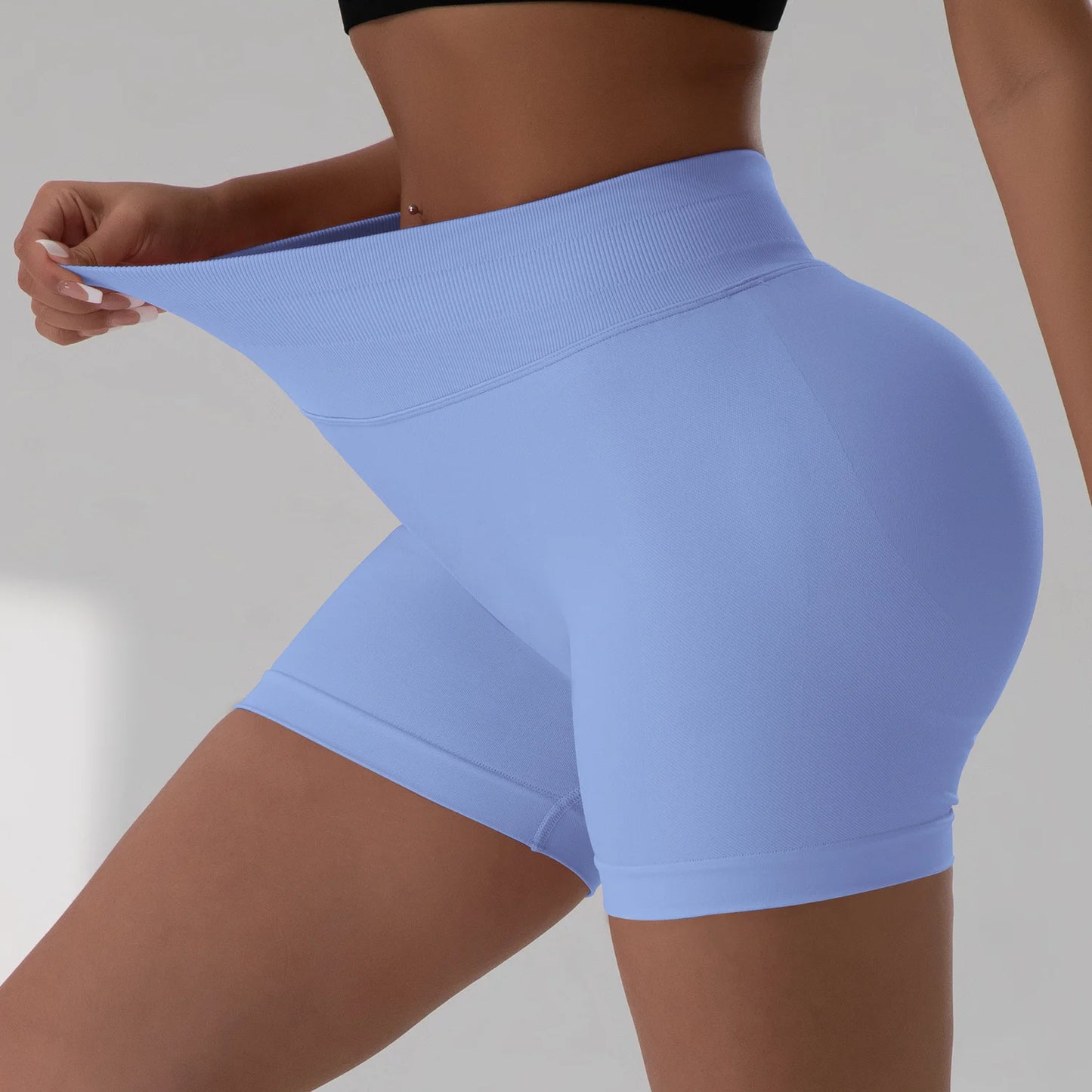 Shorts de Academia Feminino Verão Sem Costura Sexy para Fitness e Esportes, Cintura Baixa para Academia