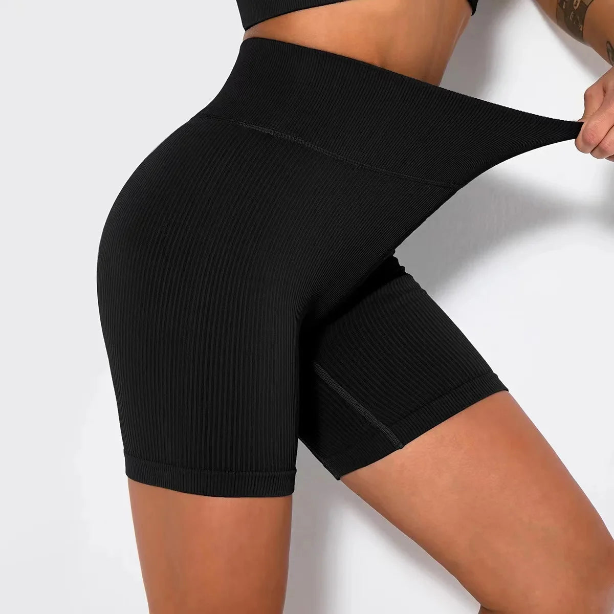 Calções esportivos de malha sem costura casual cintura alta push up ciclismo shorts fitness correndo apertado hip levantamento yoga shorts roupas esportivas