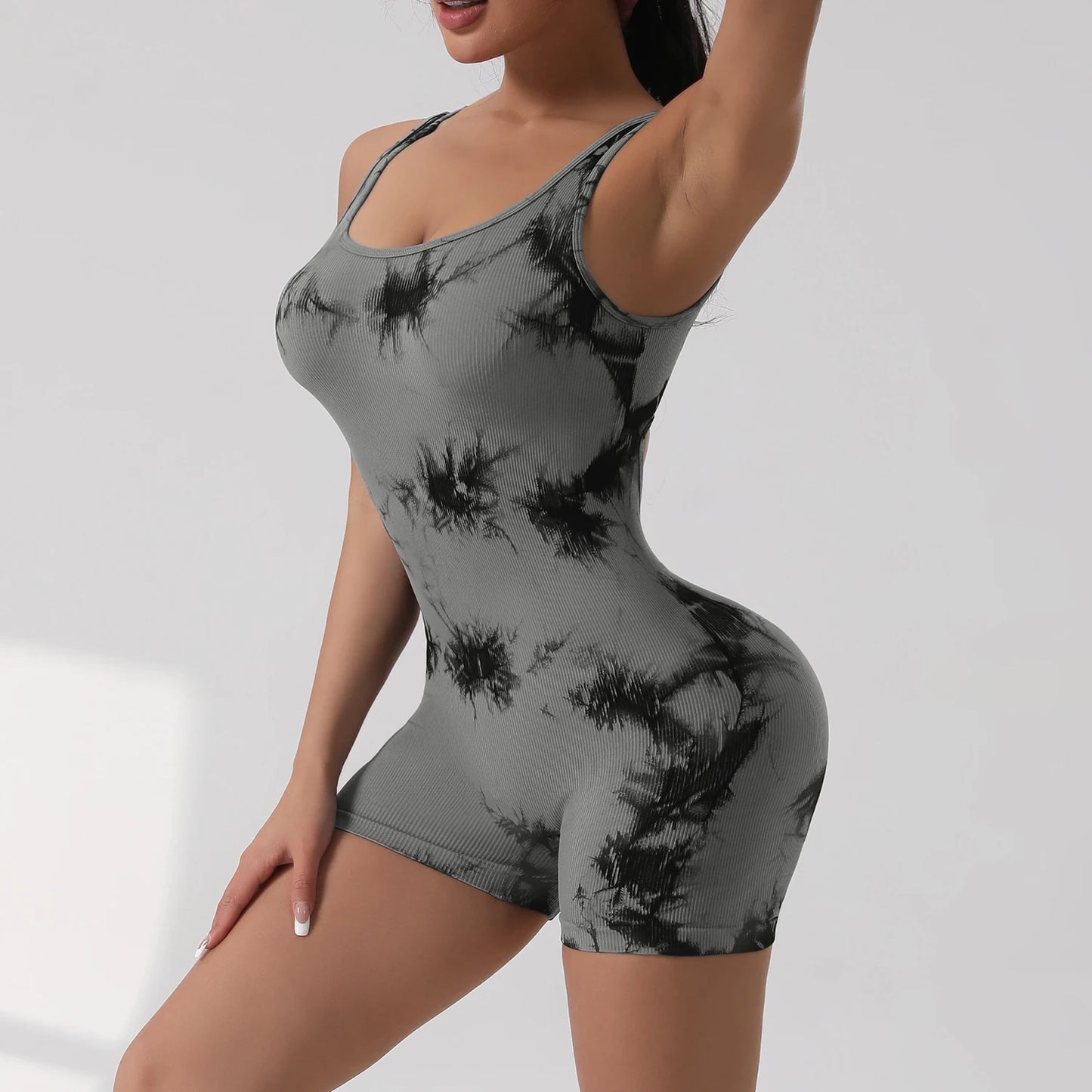 1 pçs gravata morrer linda volta yoga terno estiramento bunda-levantamento esportes macacão respirável rosqueado feminino bodysuit sem almofada