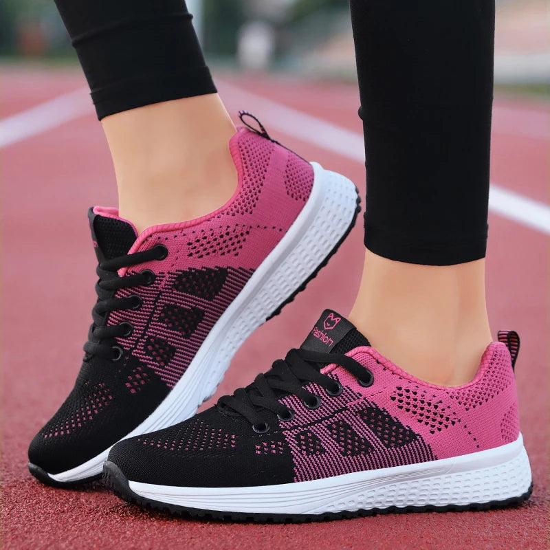 Mulheres sapatos esportivos moda plataforma tênis senhoras primavera verão apartamentos tênis de corrida para mulher sapatos casuais malha jogging tênis