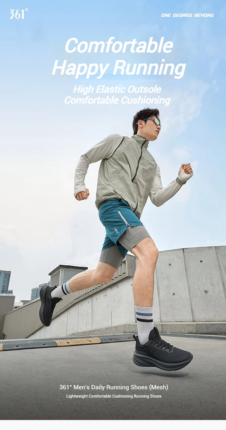 Tênis de corrida 361 Degrees Fengye 5.0, leve, resistente ao desgaste, absorve choques, respirável, sola macia, tênis masculino 672542210F