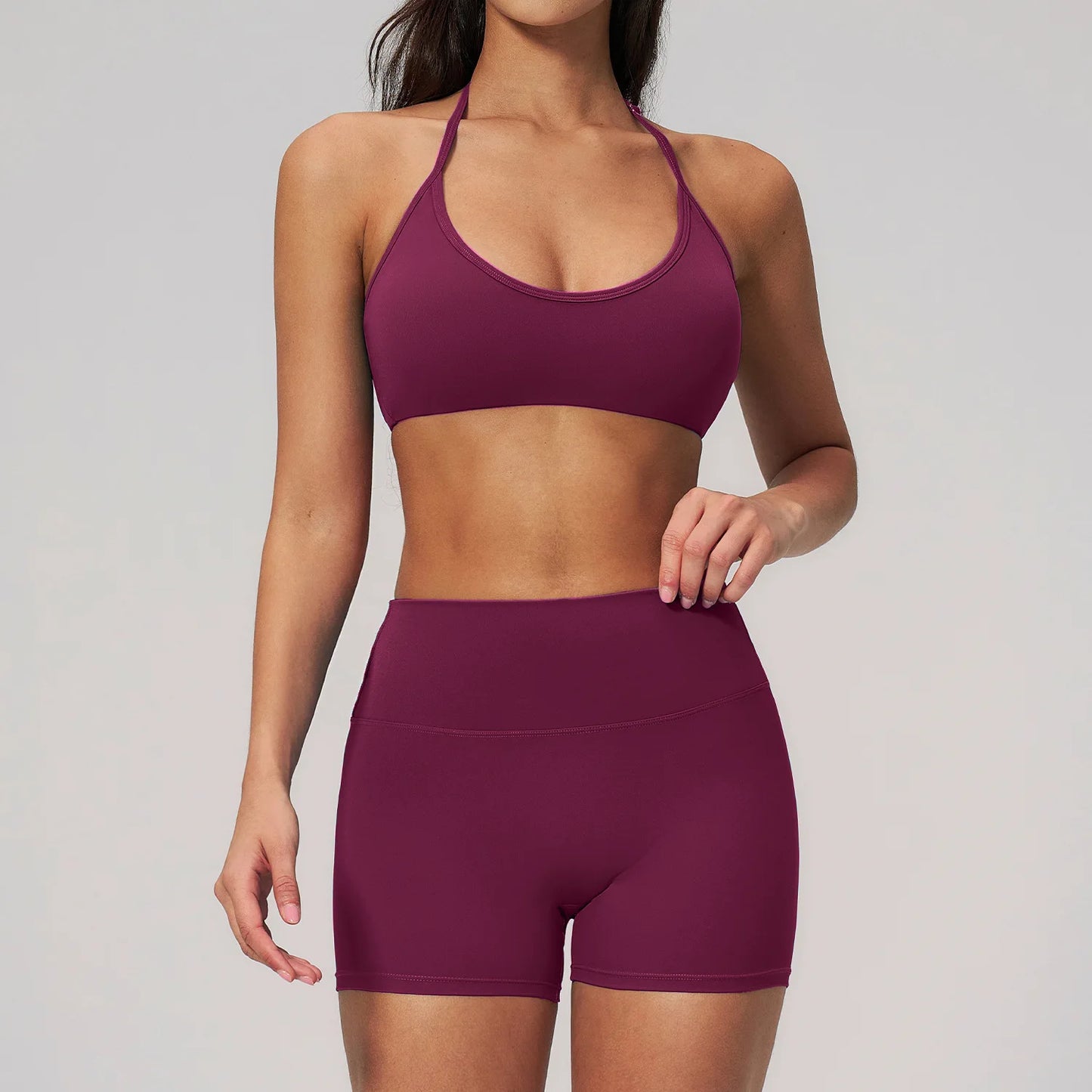 Conjunto de Yoga 2 Peças Feminino: Roupa Esportiva para Pilates, Fitness e Treino de Academia - Top Esportivo e Leggings