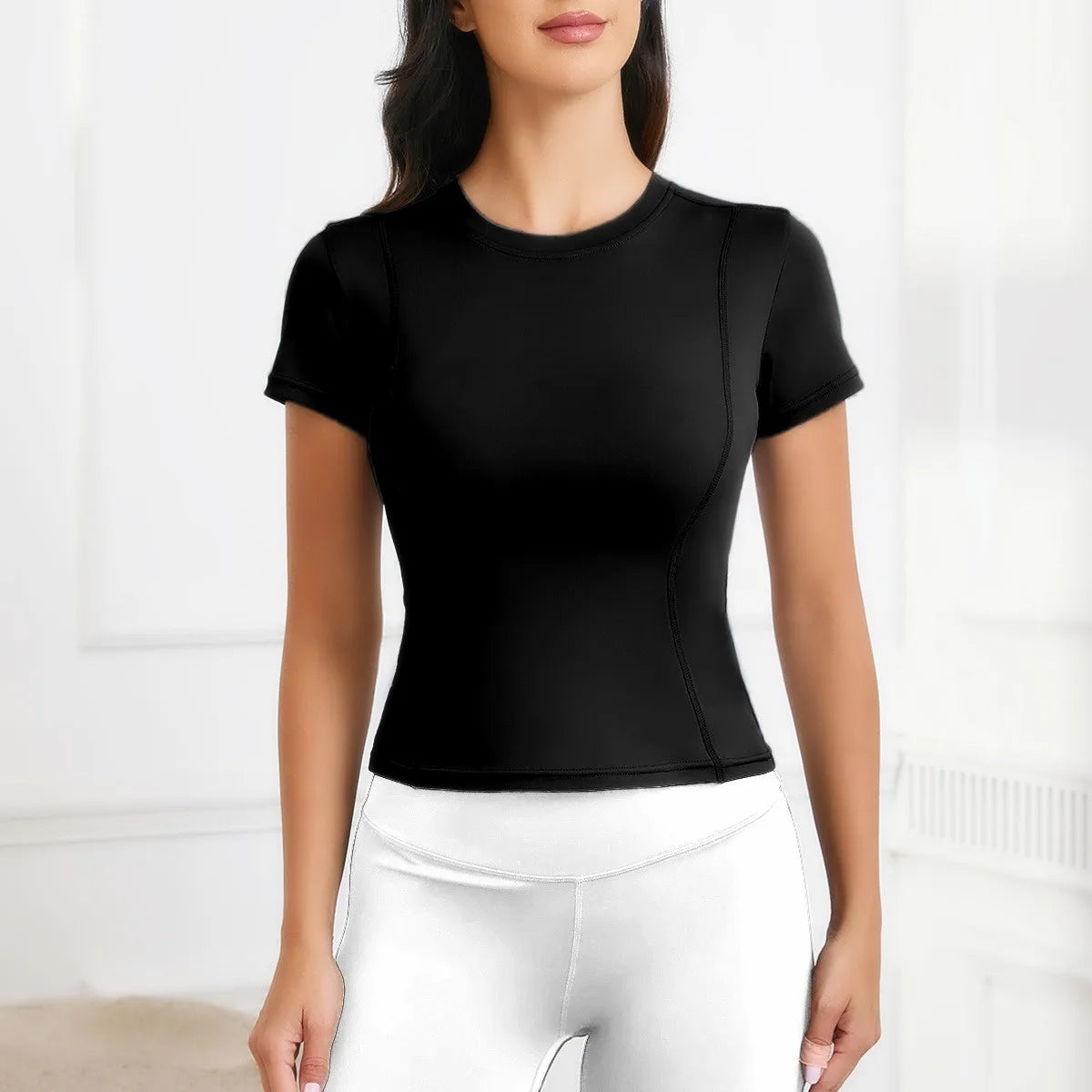 Tops femininos treino camisas de manga curta yoga atlético