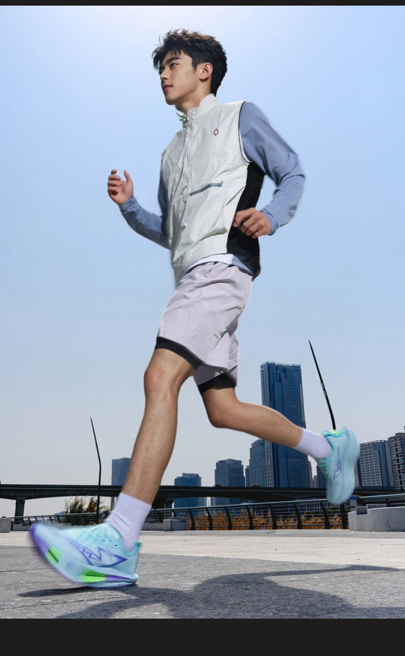 Tênis de corrida CHUNTA com placa de carbono e malha respirável para homens e mulheres, tênis esportivos para maratona com amortecimento e antiderrapantes.