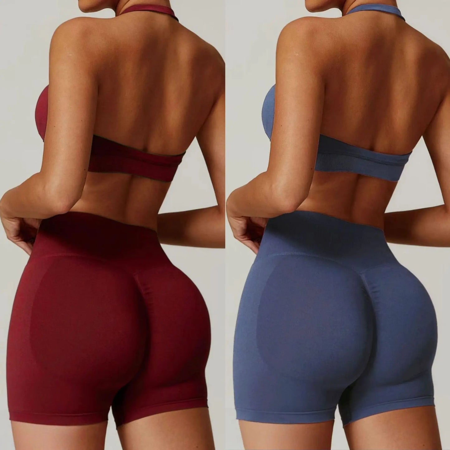 Conjunto de Yoga Feminino com Top Halter e Shorts de Cintura Alta, Ajuste Justo e Versátil para Fitness e Esportes