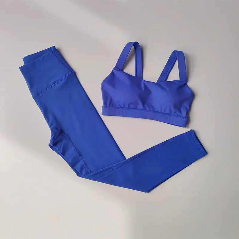 Mulheres 2 pçs sem costura conjunto de yoga treino roupas esportivas ginásio fitness esportes push up sutiã conjunto cintura alta leggings ternos esportivos