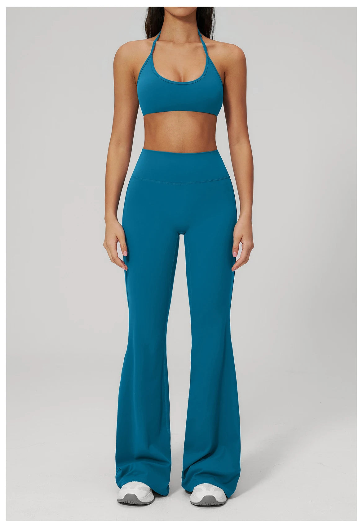 Conjunto de Yoga 2 Peças Feminino: Roupa Esportiva para Pilates, Fitness e Treino de Academia - Top Esportivo e Leggings