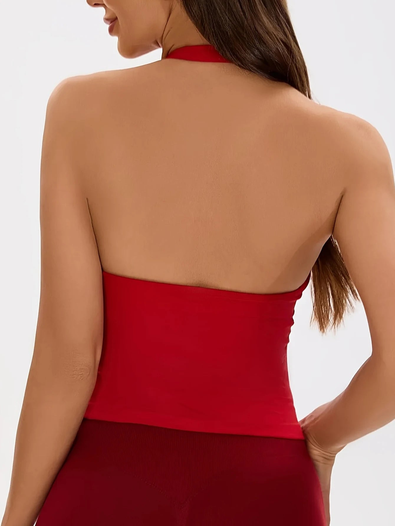 Conjunto Esportivo Feminino com Top Halter Sem Costas e Alças Acolchoadas, Sutiã Esportivo Antichoque para Yoga, Academia, Fitness e Uso Diário ao Ar Livre