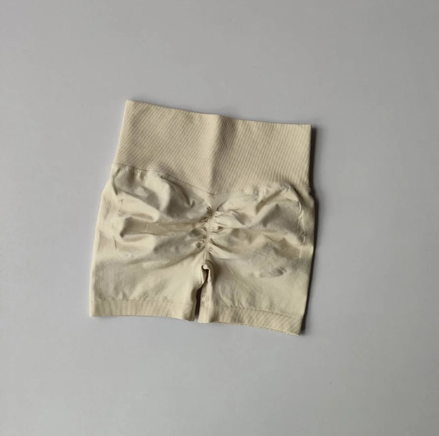 Pêssego hip levantamento esportes shorts feminino cintura alta e aperto de cintura emagrecimento correndo hip velocidade secagem três pontos calças apertadas