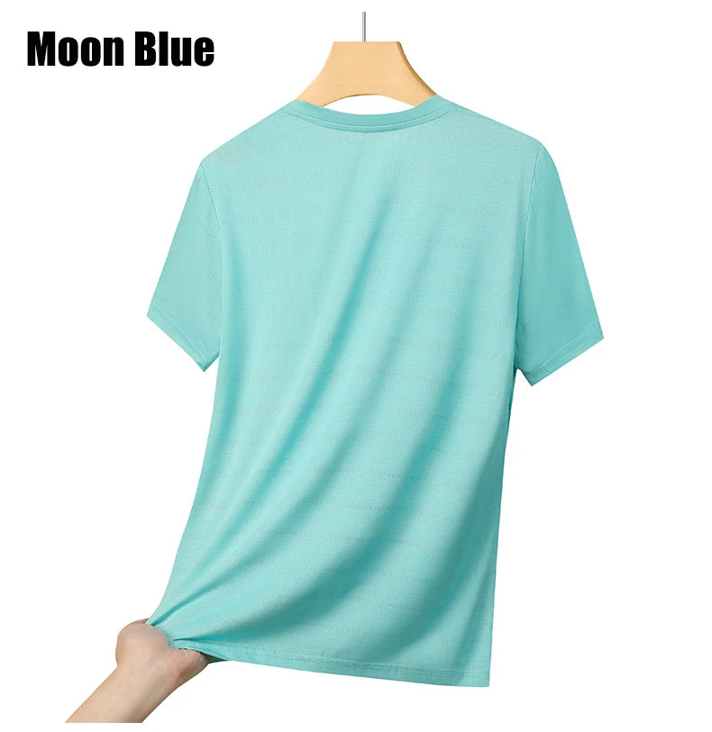 Camiseta de Verão em Malha para Mulheres, Camiseta de Corrida ao Ar Livre com Faixa Refletiva, Manga Curta Respirável, Camiseta Esportiva Elástica para Fitness