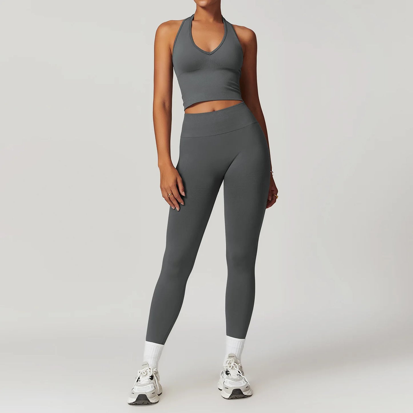 Conjunto de ginástica sem costura roupas de treino 2/3 pçs conjunto de yoga feminino leggings de fitness sutiã esportivo atlético manga longa terno de yoga