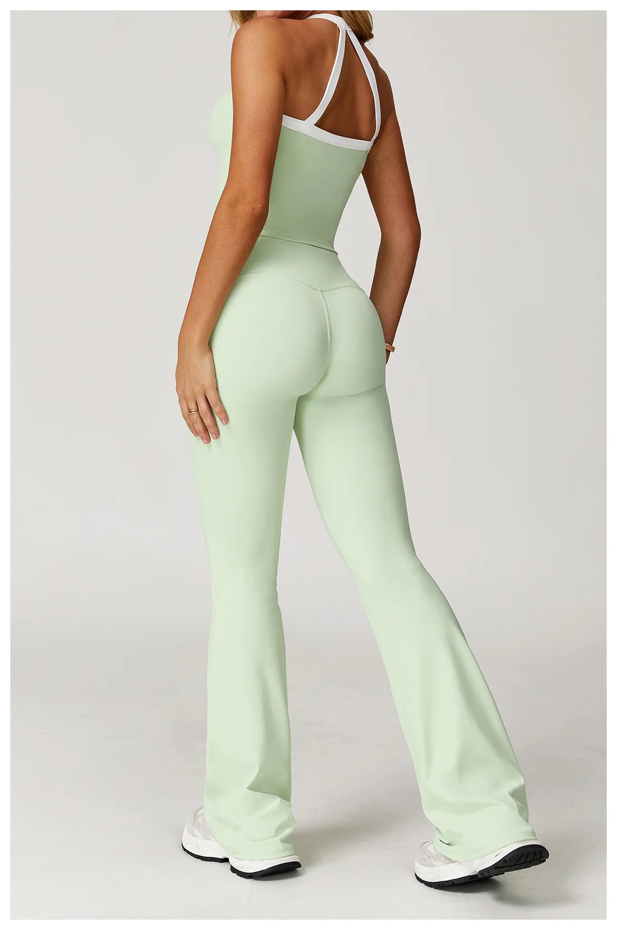 Roupas femininas 2 peças treino conjunto de yoga roupas esportivas ginásio cintura alta bell-bottoms sexy fitness bta terno esportivo