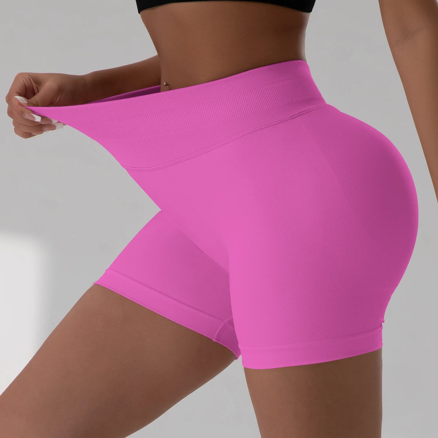 Shorts de Academia Feminino Verão Sem Costura Sexy para Fitness e Esportes, Cintura Baixa para Academia