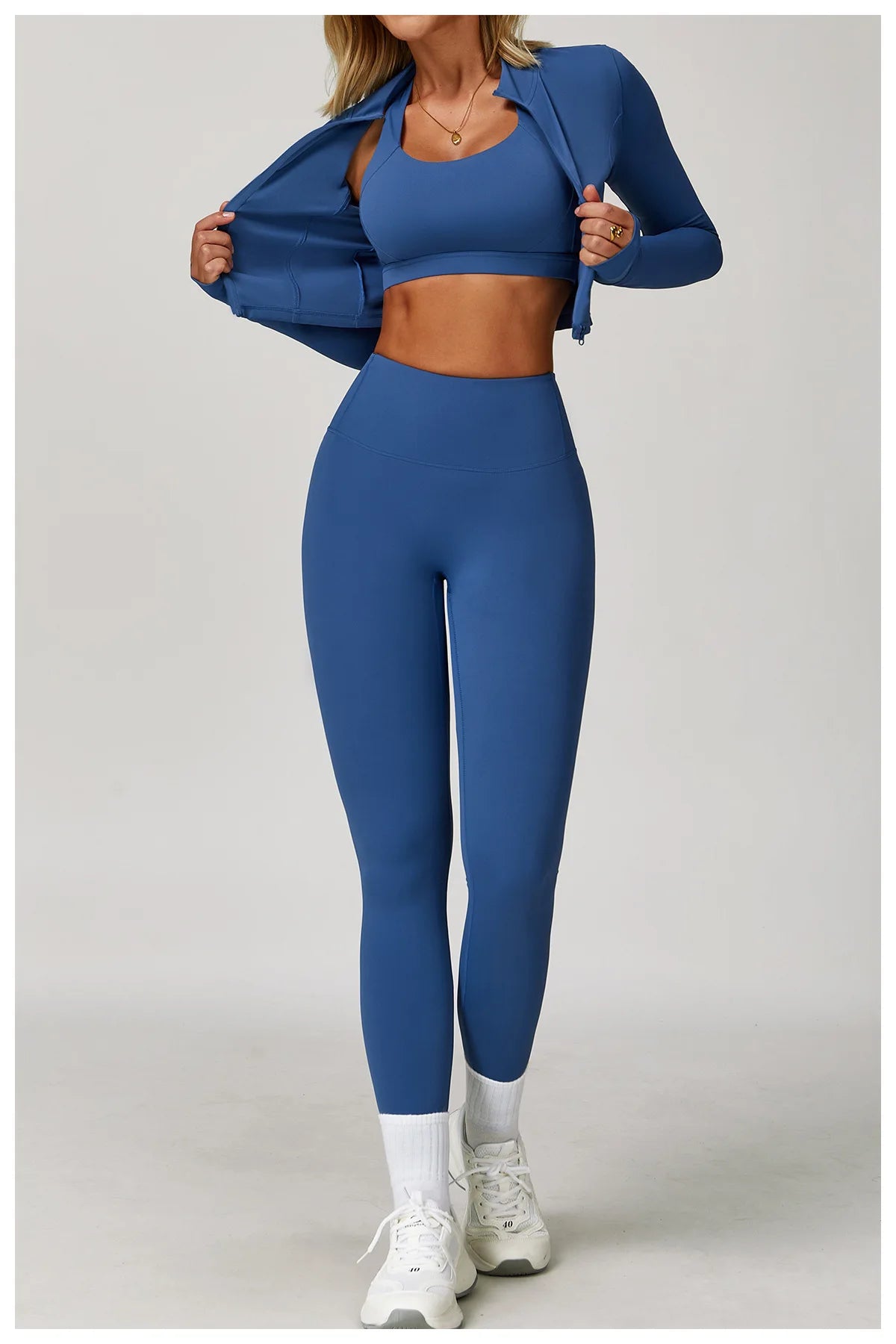 3 pçs conjunto de yoga roupas de ginásio 2 pçs roupas esportivas femininas ternos de yoga conjunto de fitness treino feminino jaqueta esportiva manga longa ginásio legging