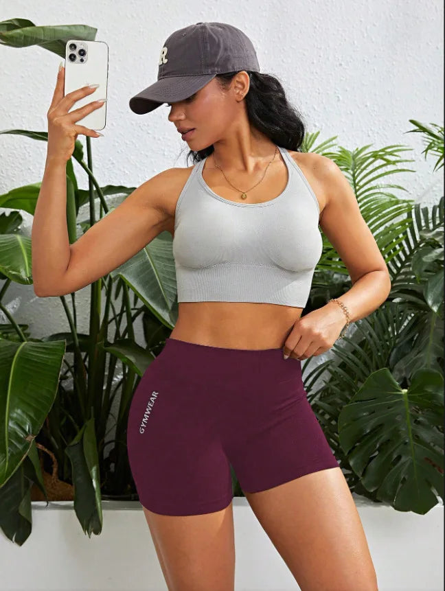 Shorts femininos de treino de cintura alta, calças curtas de ioga
