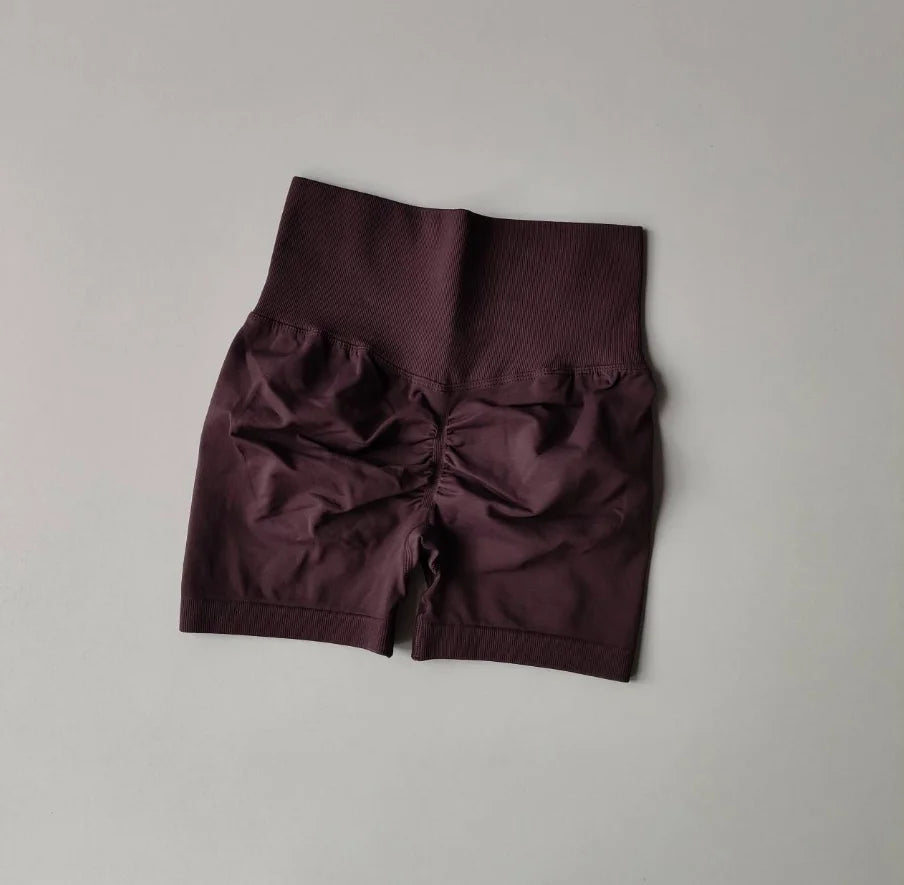Pêssego hip levantamento esportes shorts feminino cintura alta e aperto de cintura emagrecimento correndo hip velocidade secagem três pontos calças apertadas