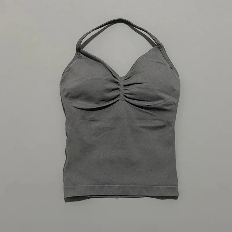 Sutiã Esportivo Sexy Feminino - Design Costas Abertas, Tecido Respirável e Elástico para Yoga - Roupa Ativa Elegante