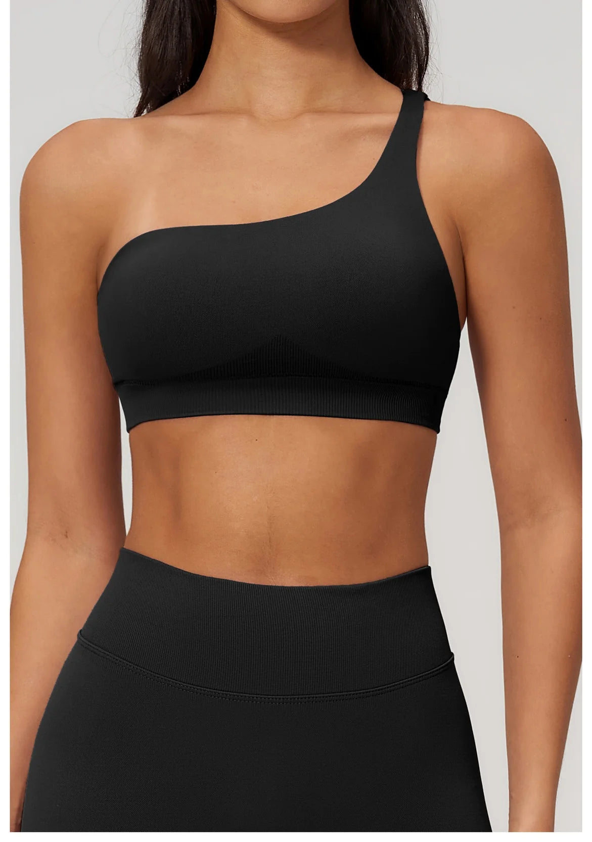 Sutiã Esportivo Sem Costura Feminino para Academia, Roupa Íntima Esportiva Feminina Respirável, Antichoque, com Alça Oblíqua, para Treino, Fitness e Yoga