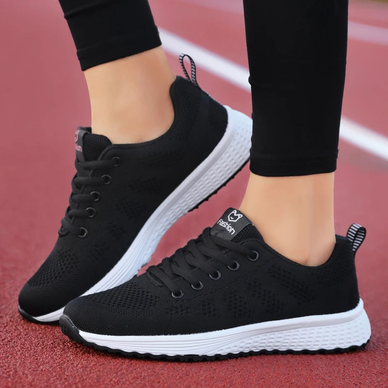 Mulheres sapatos esportivos moda plataforma tênis senhoras primavera verão apartamentos tênis de corrida para mulher sapatos casuais malha jogging tênis