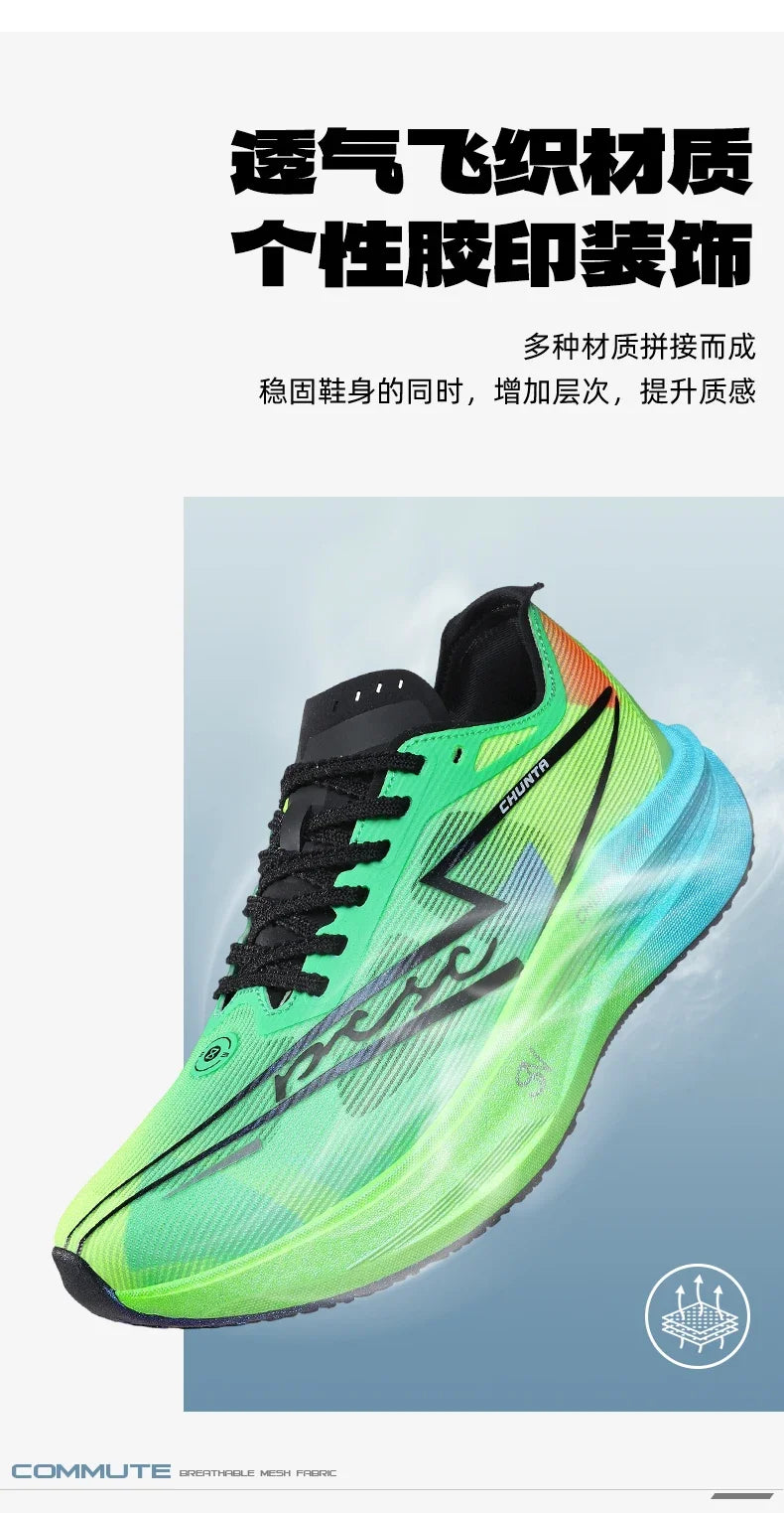 Tênis de Corrida com Placa de Carbono para Maratona, Especializado em Esportes, Respirável, Leve, Confortável para Mulheres, Sneakers Chunta