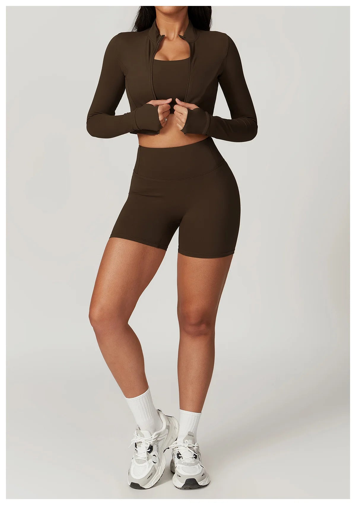 3 pçs conjunto de yoga roupas de ginásio 2 pçs roupas esportivas femininas ternos de yoga conjunto de fitness treino feminino jaqueta esportiva manga longa ginásio legging