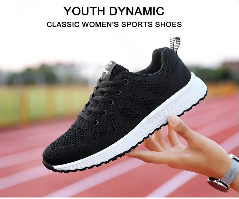 Mulheres sapatos esportivos moda plataforma tênis senhoras primavera verão apartamentos tênis de corrida para mulher sapatos casuais malha jogging tênis