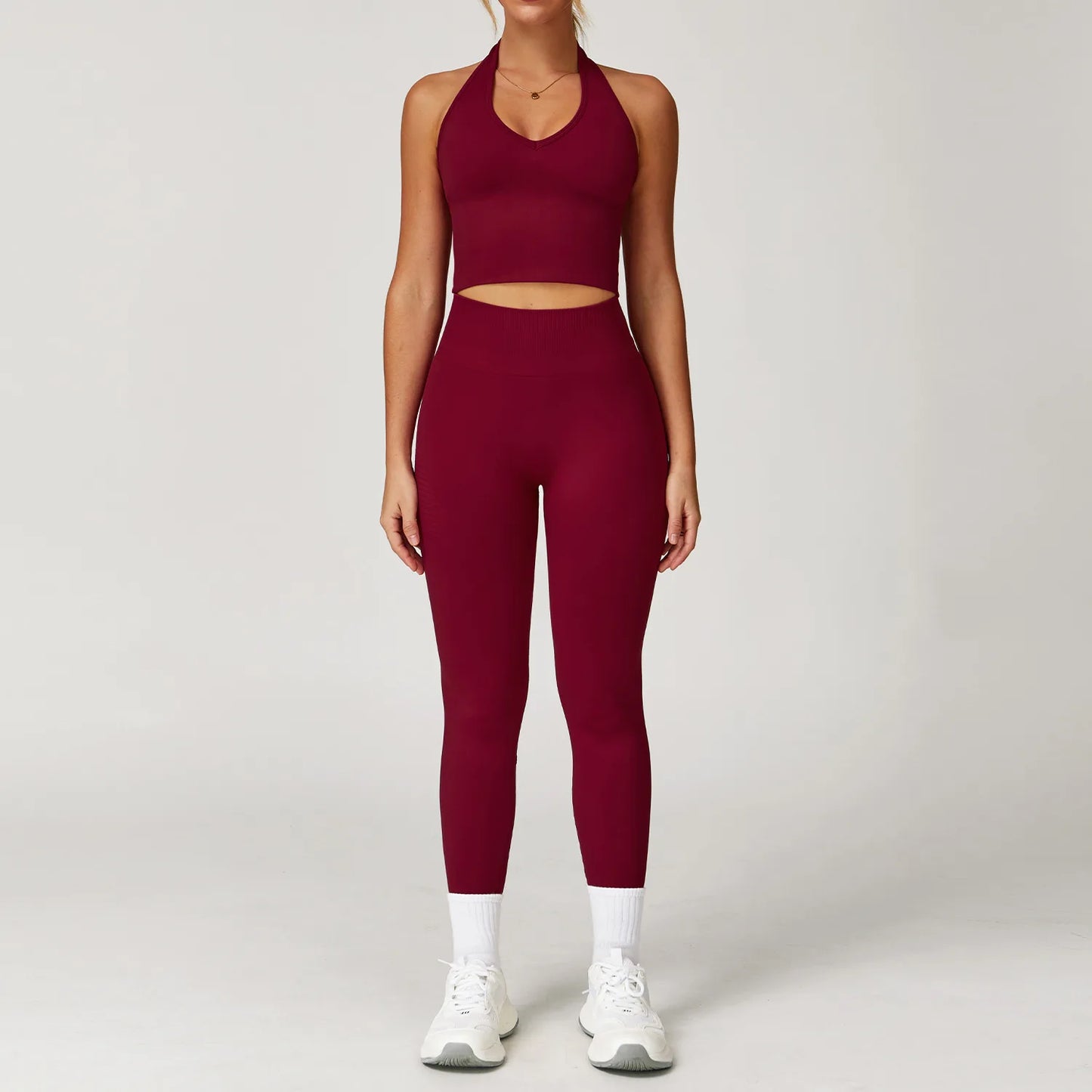 Conjunto de ginástica sem costura roupas de treino 2/3 pçs conjunto de yoga feminino leggings de fitness sutiã esportivo atlético manga longa terno de yoga