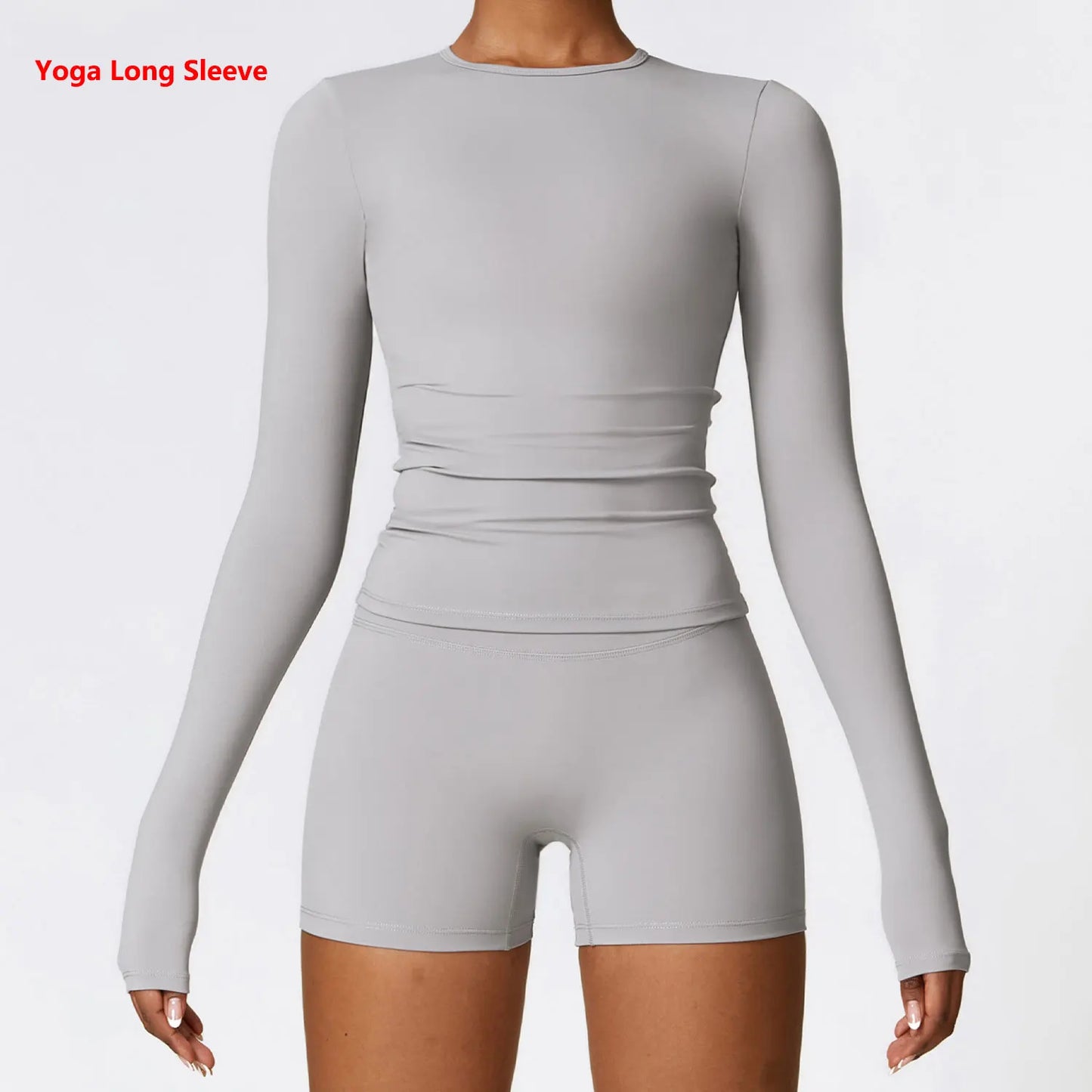 Manga comprida Yoga T-shirts para as Mulheres, Sólidos Top Sports, Ginásio Workout, Running Camisas, Sexy Exposto Umbigo, Quick Dry Fitness Wear