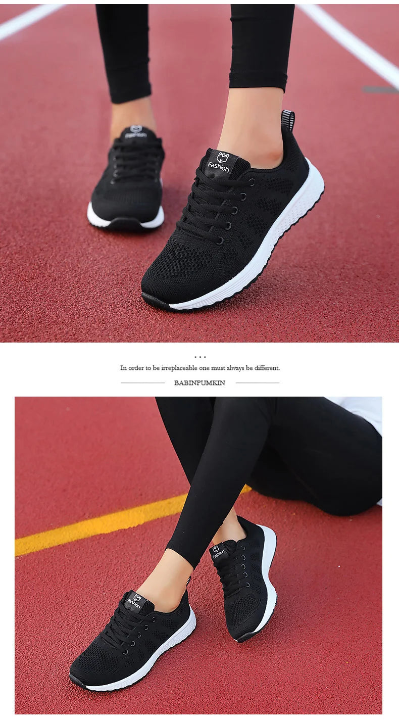 Mulheres sapatos esportivos moda plataforma tênis senhoras primavera verão apartamentos tênis de corrida para mulher sapatos casuais malha jogging tênis