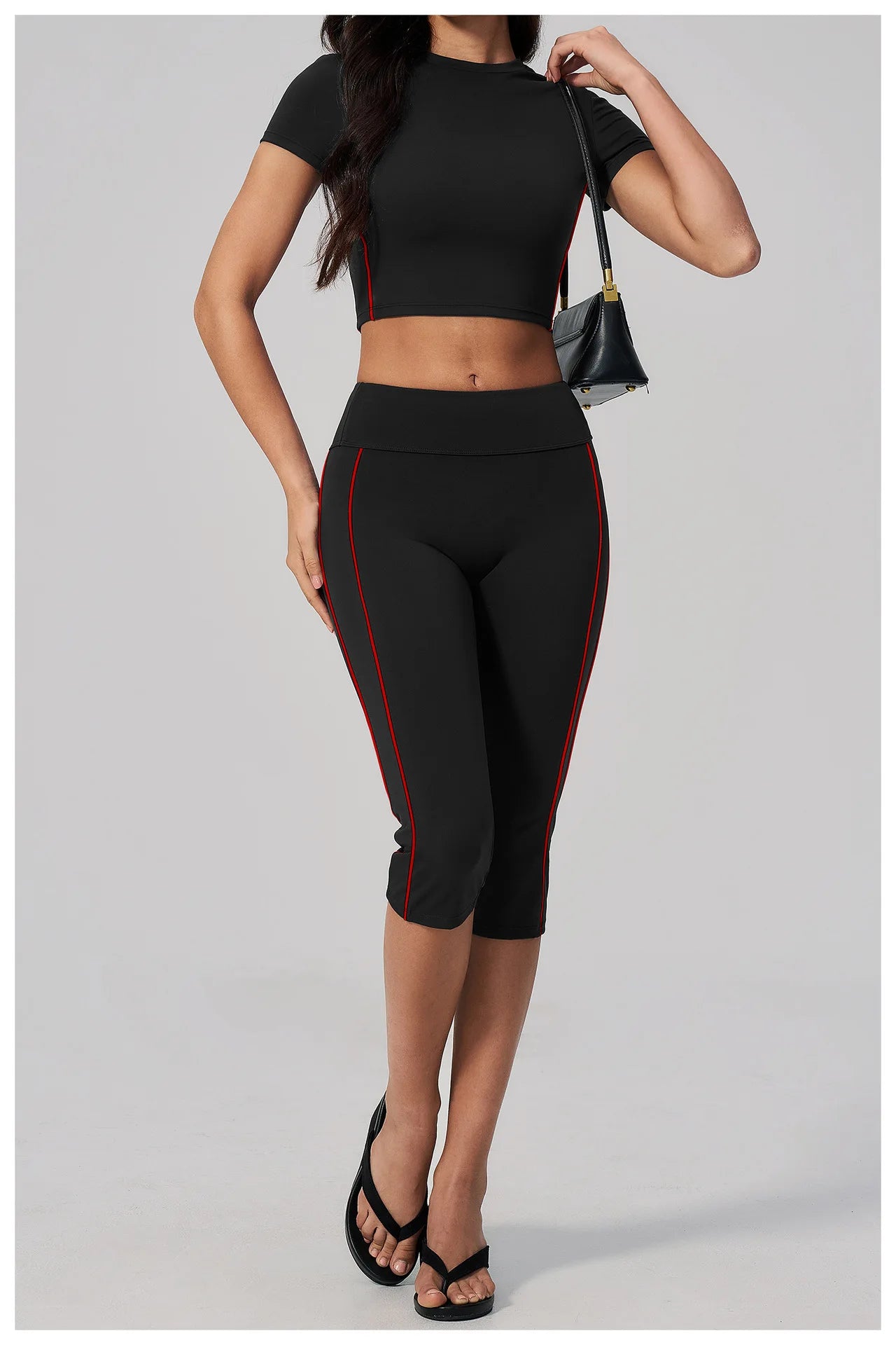 Conjunto de Roupas de Yoga Feminino 2 Peças, Roupa Esportiva para Corrida e Treino, Conjunto de Ginástica com Camiseta de Mangas Curtas, Vestuário Esportivo para Yoga