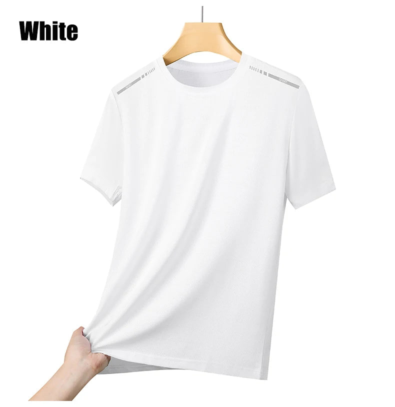 Camiseta de Verão em Malha para Mulheres, Camiseta de Corrida ao Ar Livre com Faixa Refletiva, Manga Curta Respirável, Camiseta Esportiva Elástica para Fitness