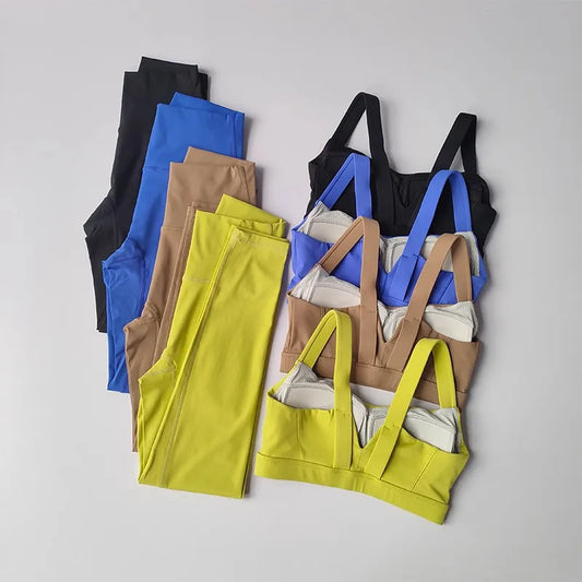 Mulheres 2 pçs sem costura conjunto de yoga treino roupas esportivas ginásio fitness esportes push up sutiã conjunto cintura alta leggings ternos esportivos