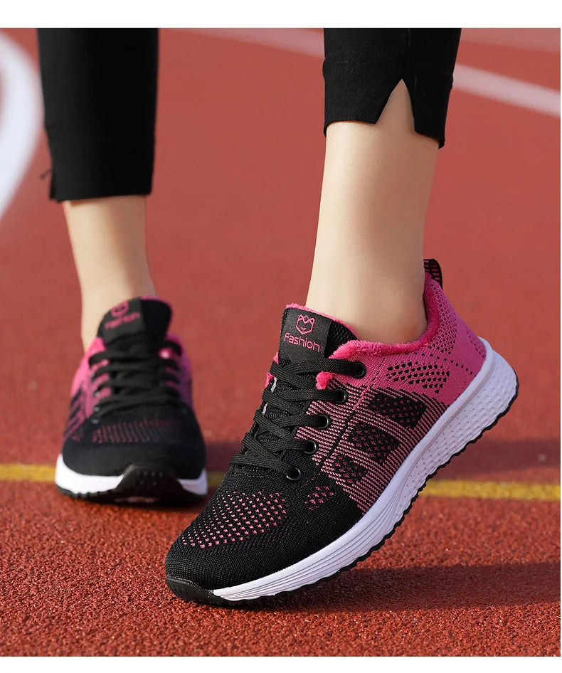 Mulheres sapatos esportivos moda plataforma tênis senhoras primavera verão apartamentos tênis de corrida para mulher sapatos casuais malha jogging tênis