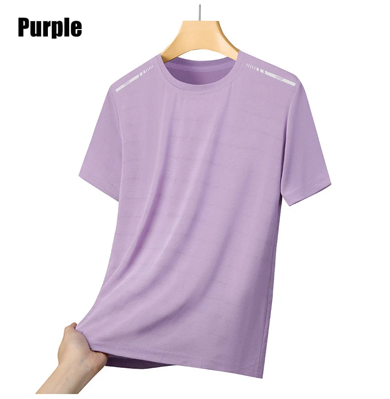 Camiseta de Verão em Malha para Mulheres, Camiseta de Corrida ao Ar Livre com Faixa Refletiva, Manga Curta Respirável, Camiseta Esportiva Elástica para Fitness