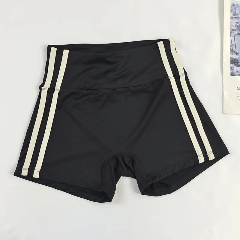 Shorts femininos de ioga slim fit de cintura alta – bloco de cores, levantamento de bumbum, respiráveis e de secagem rápida para corrida, treinamento e fitness